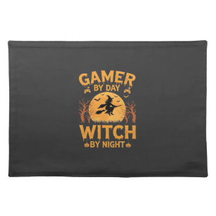 Gamer Witch Halloween Gaming Design Cloth Placemat