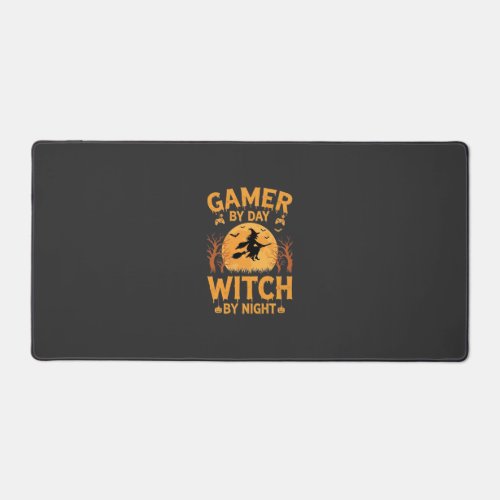 Gamer Witch Halloween Gaming Design Desk Mat