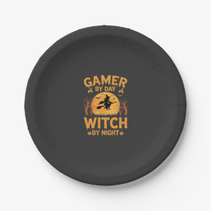 Gamer Witch Halloween Gaming Design Paper Plates