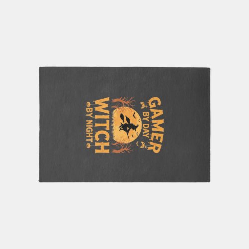 Gamer Witch Halloween Gaming Design Rug