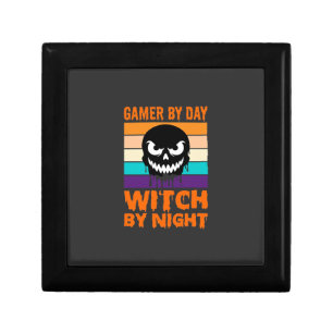 Gamer Witch Halloween Retro Skull Gift Box