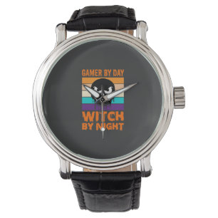 Gamer Witch Halloween Retro Skull Watch