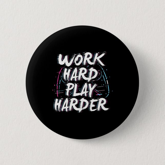 Gamer Word Hard Play Harder Button (Front)