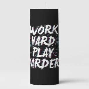 Gamer Word Hard Play Harder Pillar Candle