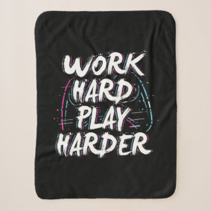 Gamer Word Hard Play Harder Sherpa Blanket