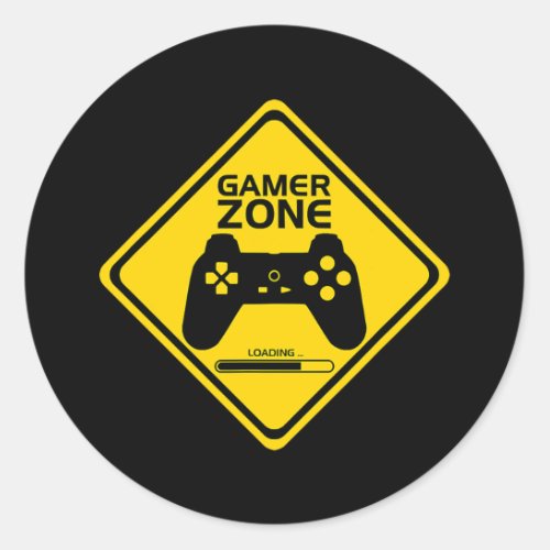 GAMER ZONE Loading computer electronic video game Classic Round Sticker