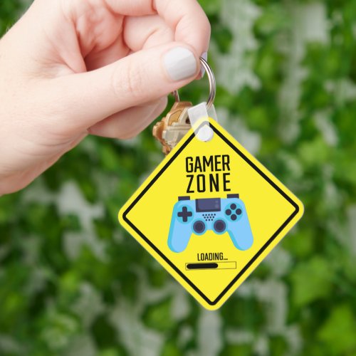 Gamer Zone Metal Square Keychain