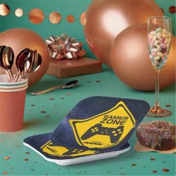 Gamer Zone Party Paper Plates by shm_graphics at Zazzle