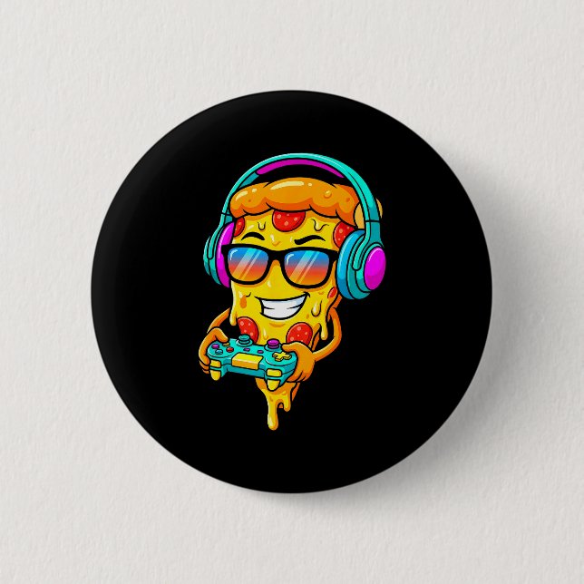 Gamer Zza Slice Video Gaming Boy Enthusiast Gamer  Button (Front)