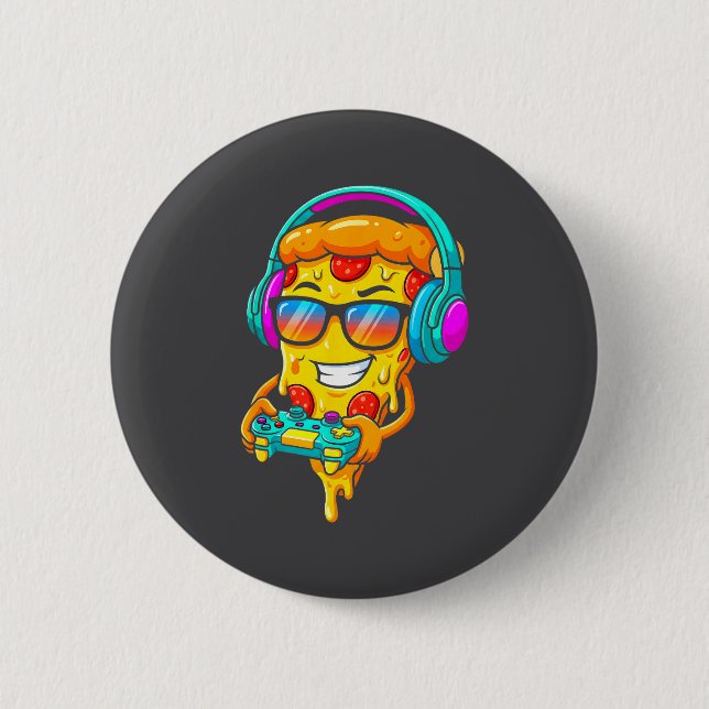 Gamer Zza Slice Video Gaming Boy Enthusiast Gamer  Button (Front)