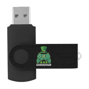 Gamerchaun Gamer Gaming Games St Patrick's Day Flash Drive