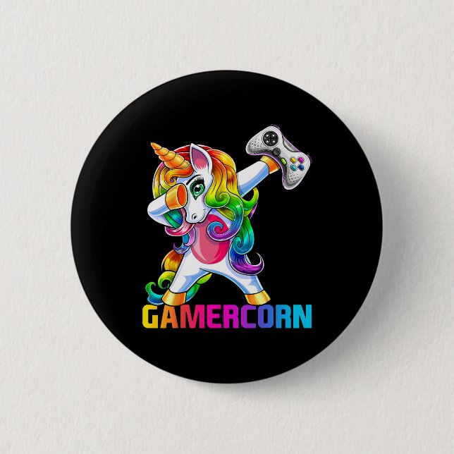 Gamercorn Dabbing Unicorn Video Game Controller Ga Button (Front)
