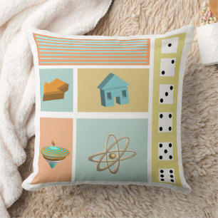 Gameroom Dice Retro Pattern Throw Pillow