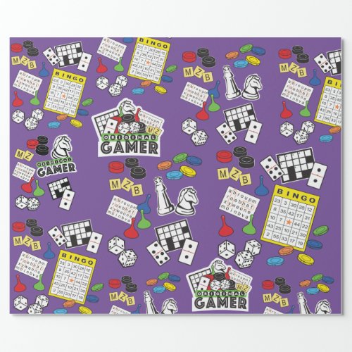 Gameroom gamenight boardgame themed wrapping paper