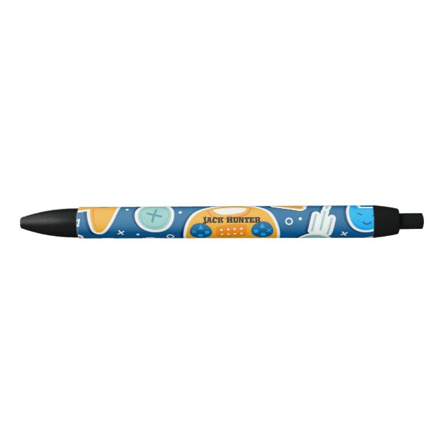 Gamers Blue Video Game Pattern Personalized Pen (Front)