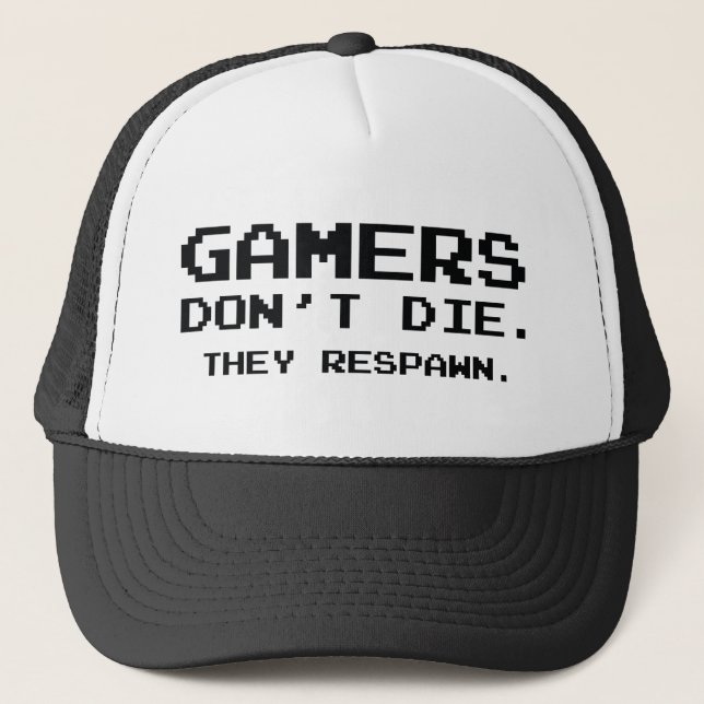 Gamers Don’t Die. They Respawn. Coffee Mug Trucker Hat (Front)