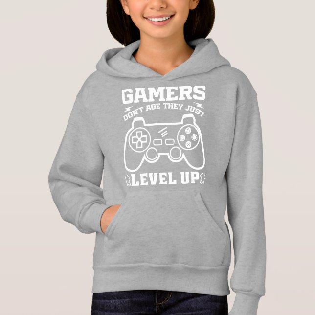 Gamers Don't Age They just Level Up Birthday Gamer Hoodie (Front)