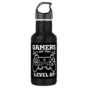 Gamers Don't Age They just Level Up Birthday Gamer Stainless Steel Water Bottle