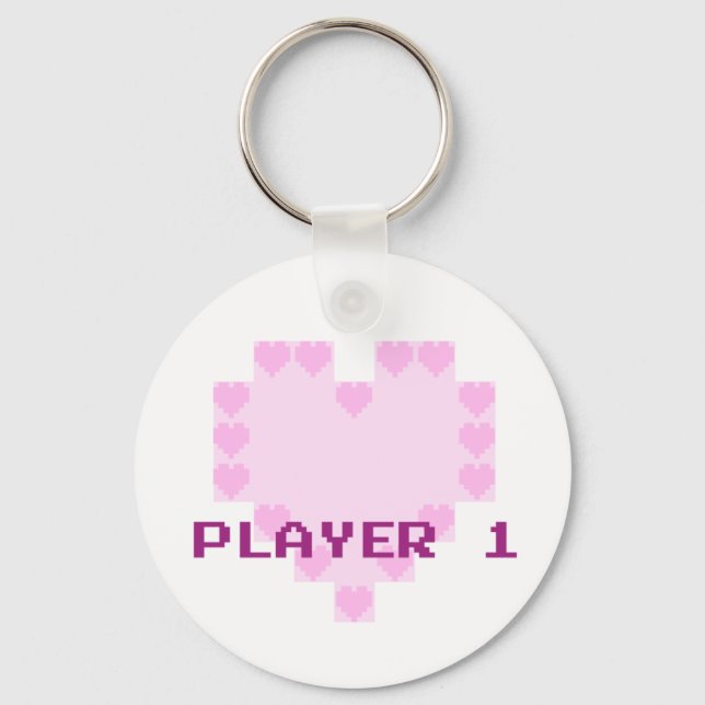 Gamers in Love - Player 1 Keychain (Front)
