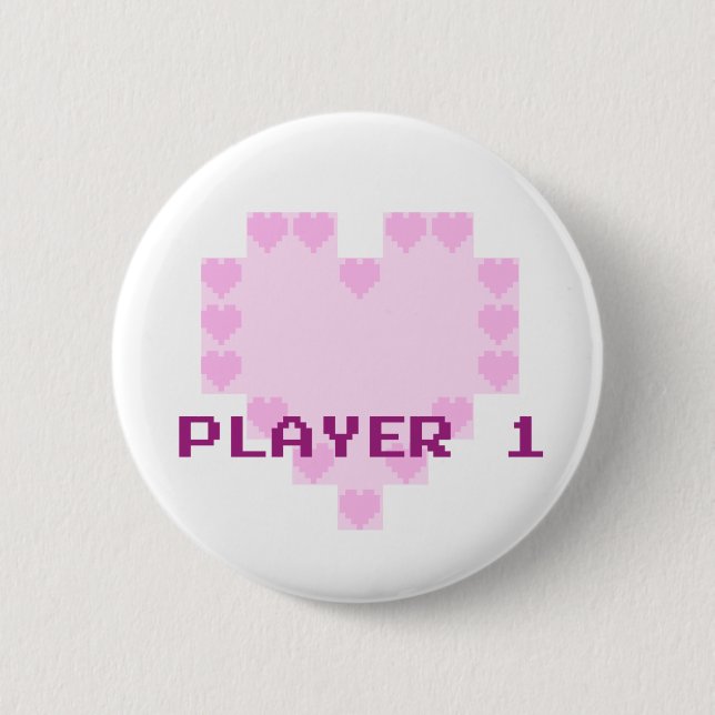 Gamers in Love - Player 1 Pinback Button (Front)