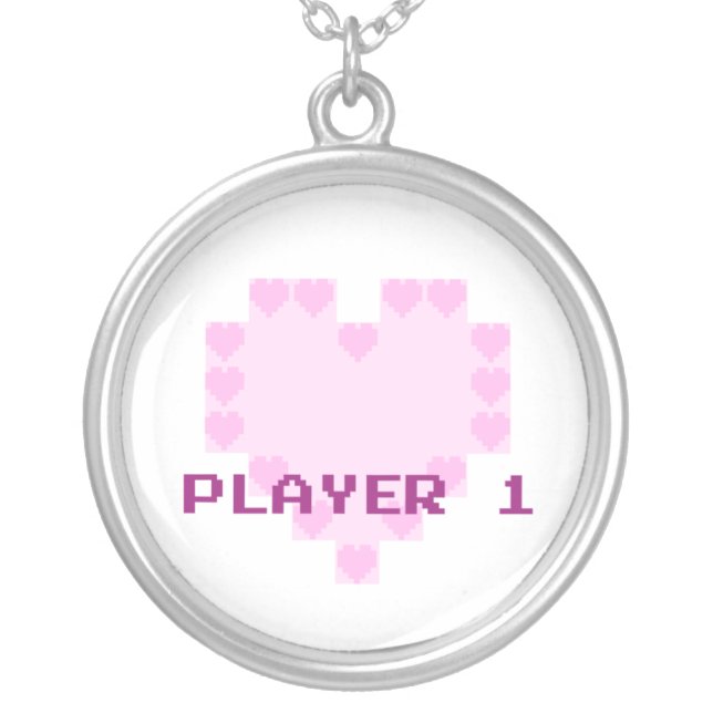 Gamers in Love - Player 1 Silver Plated Necklace (Front)