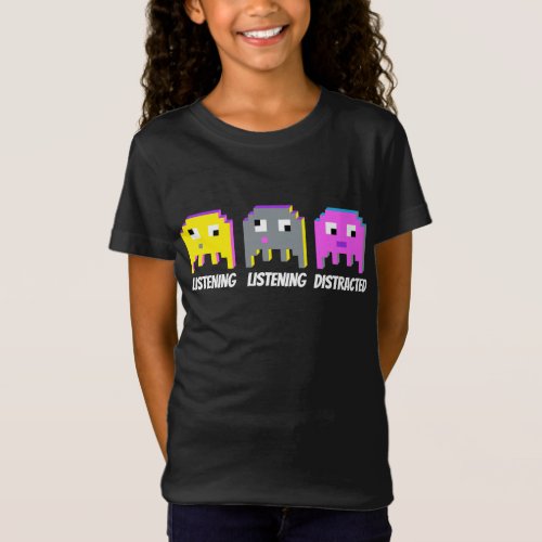 Gamers listening listening distracted girl t_shirt