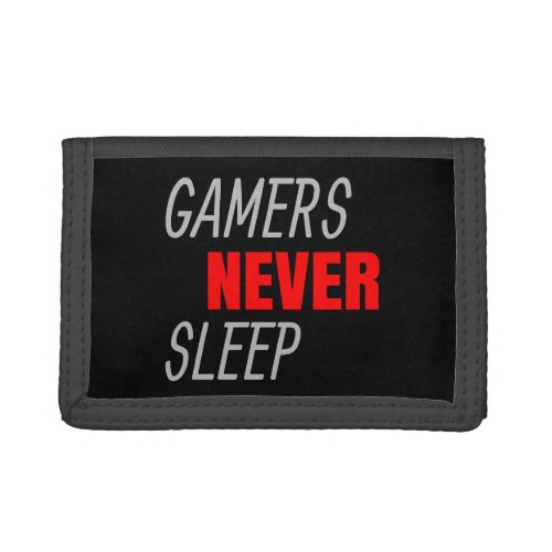 Gamers Never Sleep Video Gaming Comuter Trifold Wallet