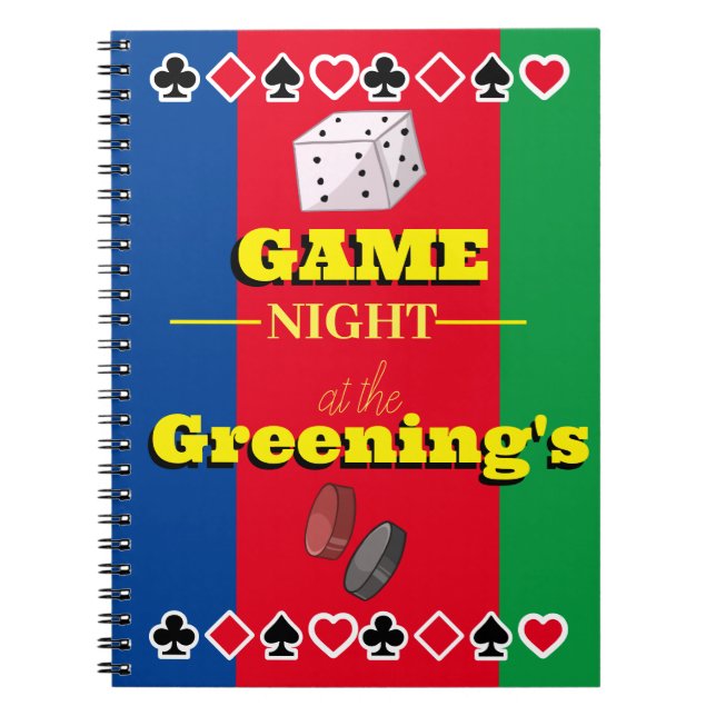Gamers note book family game night score pad (Front)
