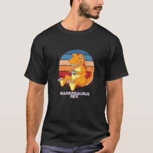 Gamersaurus Rex Gamer Dinosaur Funny Gaming Cowboy T-Shirt