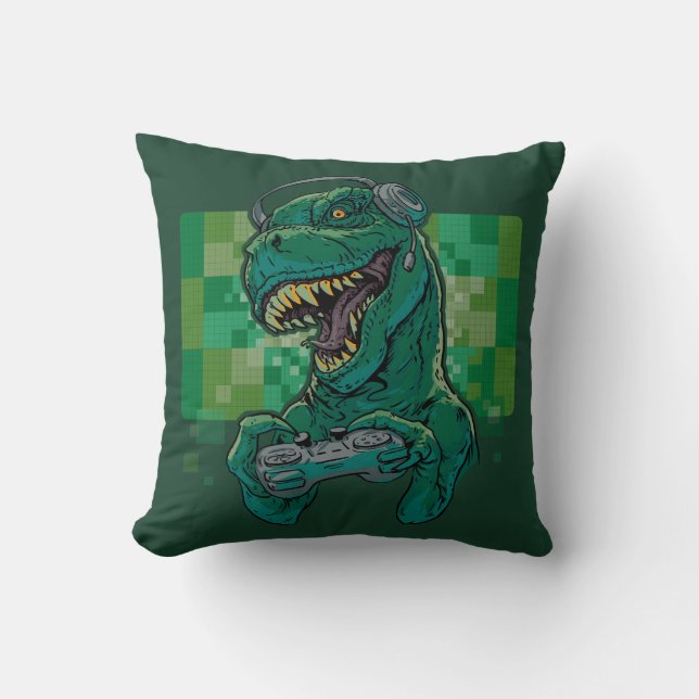 Gamersaurus Rex Throw Pillow (Front)