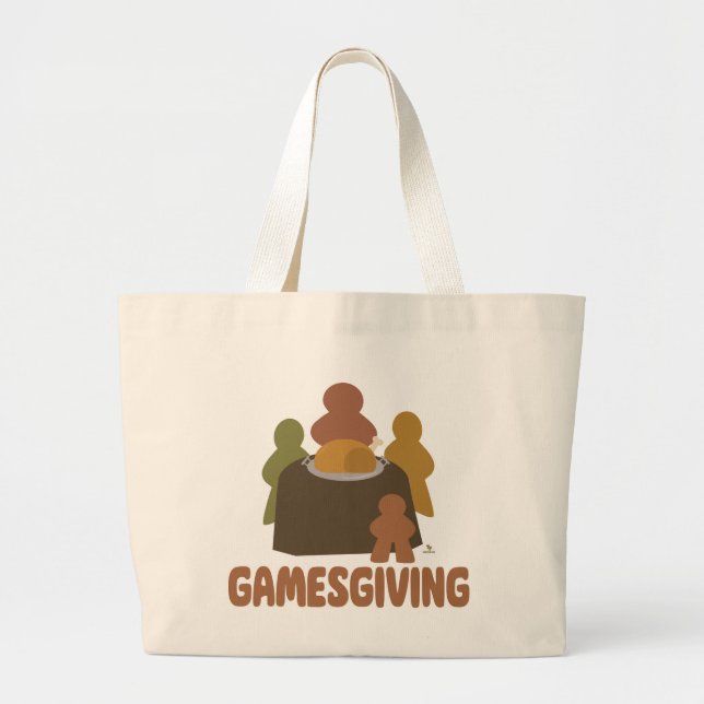 Games Giving Fun Thanksgiving Boardgames Humor Large Tote Bag (Front)