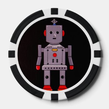Games On...with Robby The Robot! Poker Chips by JenniferLakeChildren at Zazzle