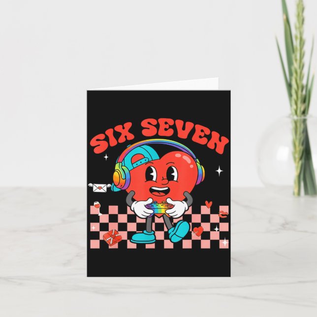 Games Valentine 67 Six Seven Funny Gamer Heart Cut Card (Front)