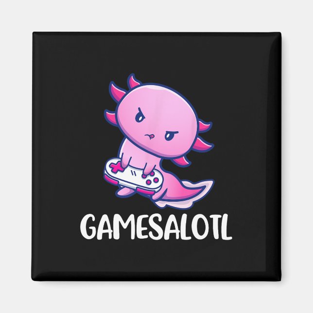 Gamesalotl Axolotl Cute Playing Video Game  Magnet (Front)