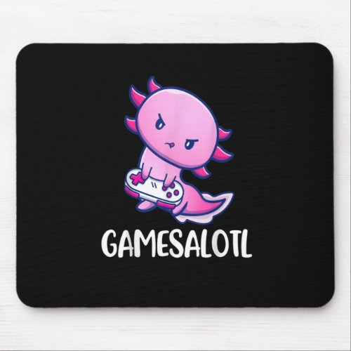 Gamesalotl Axolotl Cute Playing Video Game Mouse Pad