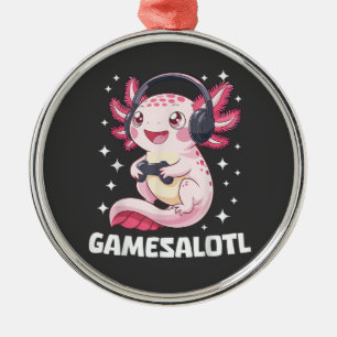 Gamesalotl Axolotl Gaming Metal Ornament