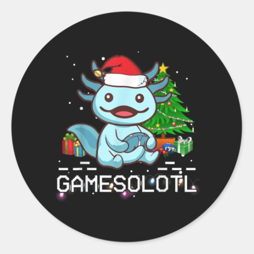 Gamesalotl Cute Axolotl Pajamas Christmas Kids Classic Round Sticker