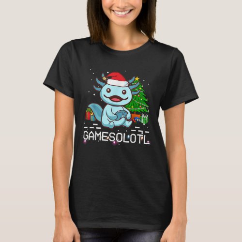 Gamesalotl Cute Axolotl Pajamas Christmas Kids T_Shirt