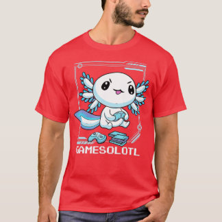 Gamesolotl Axolotl Fish Playing Video Games Lizar T-Shirt