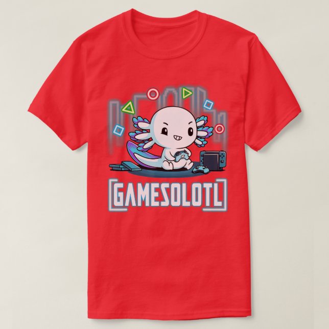 Gamesolotl  Axolotl Fish Playing Video Games  T-Shirt (Design Front)
