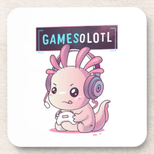Gamesolotl - Axolotl Gamer Beverage Coaster