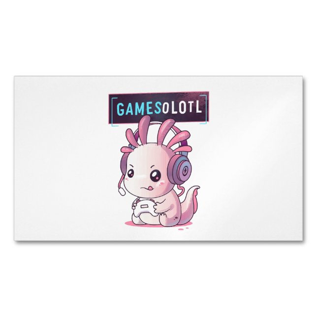 Gamesolotl - Axolotl Gamer Business Card Magnet (Front)