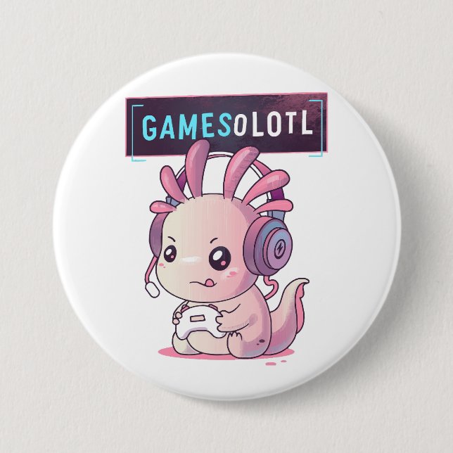 Gamesolotl - Axolotl Gamer Button (Front)