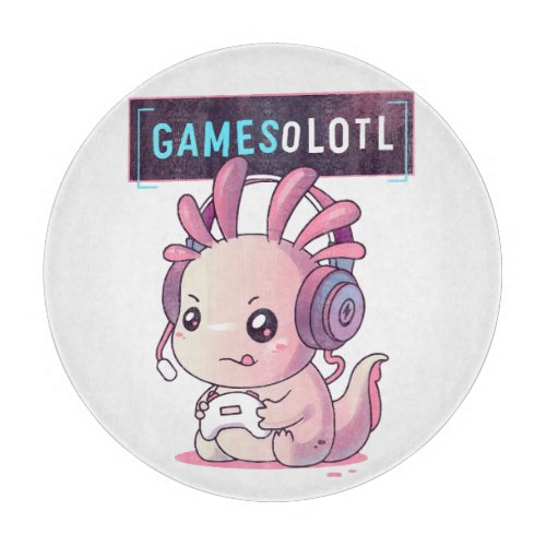 Gamesolotl _ Axolotl Gamer Cutting Board