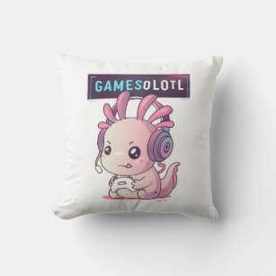 Gamesolotl - Axolotl Gamer Throw Pillow