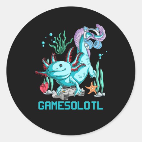 Gamesolotl Axolotl Video Game Kawaii Anime Japanes Classic Round Sticker