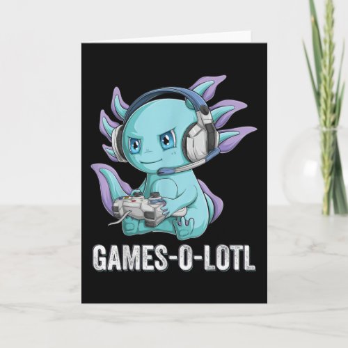 Gamesolotl Axolotl Video Gamer Kawaii Anime boys Card