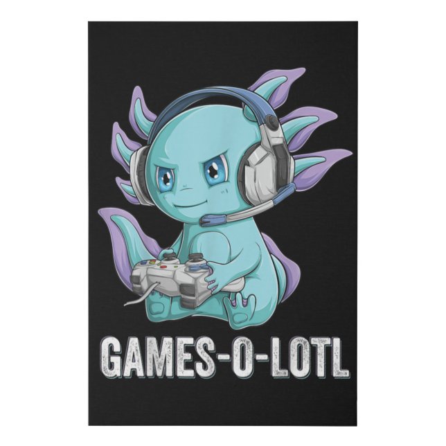 Gamesolotl Axolotl Video Gamer Kawaii Anime boys Faux Canvas Print (Front)