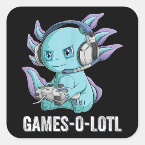 Gamesolotl Axolotl Video Gamer Kawaii Anime boys Square Sticker