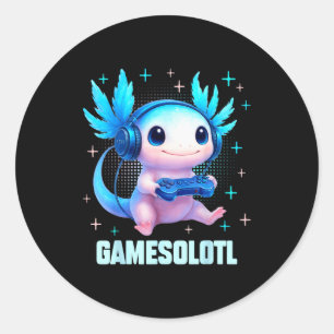 Gamesolotl Axolotl Video Gamer Kawaii Anime Boys T Classic Round Sticker